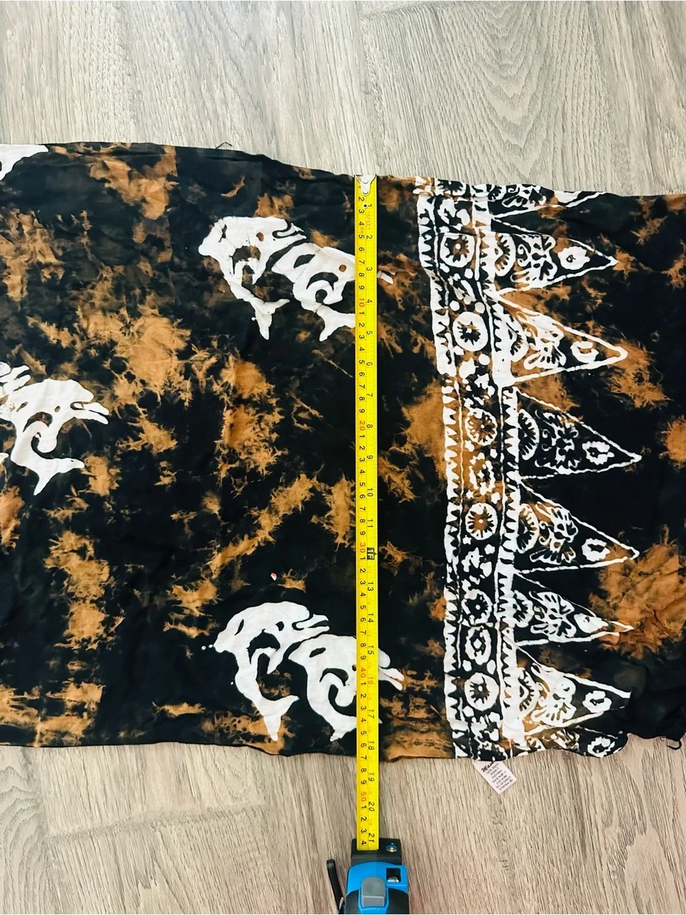 Black & Rust Tie-Dye Elephant Print Scarf